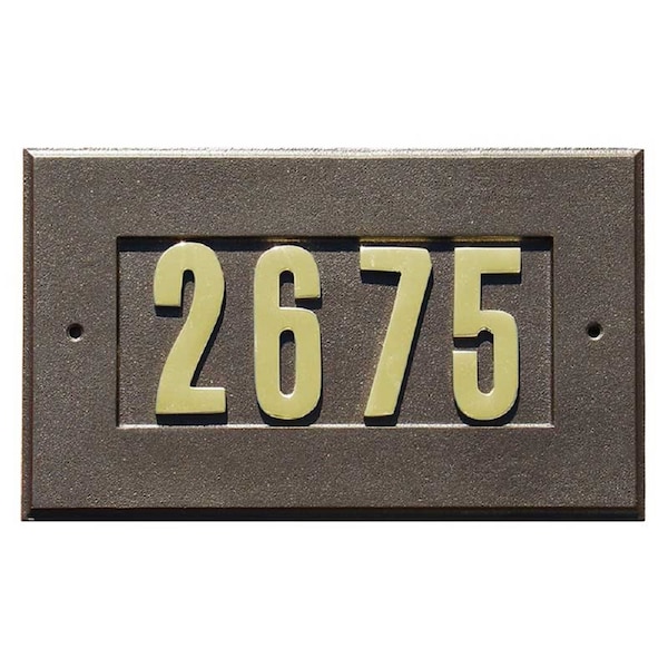 Qualarc Manchester Address Plate w/3 gold brass numbers, Bronze - ADD-1410-BZ
