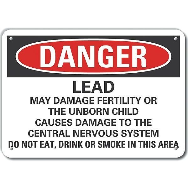 Lyle Aluminum Lead Hazard  Danger Sign, 7 in Height, 10 in Width, Aluminum, Vertical Rectangle, English - LCU4-0719-NA_10X7
