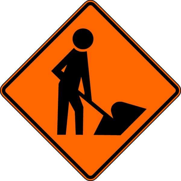 Lyle Construction Ahead Traffic Sign, 30 in Height, 30 in Width, Aluminum, Diamond, No Text - W21-1A-30HA