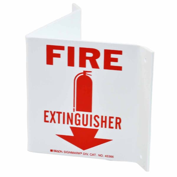 Brady Fire Extinguisher Sign, 5 1/2 in Height, 10 in Width, Plastic, Rectangle, English - 45366