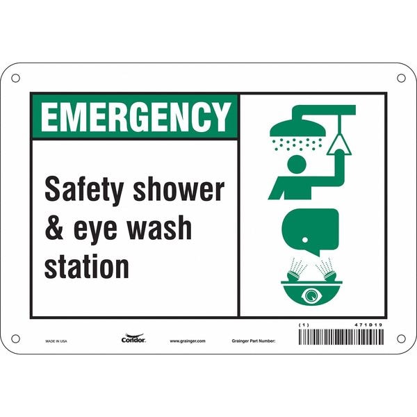 Condor Emergency, Safety Shower & Eye Wash Station, 10 in W x 7 in H, Vertical Rectangle, Aluminum, 471D19 - 471D19