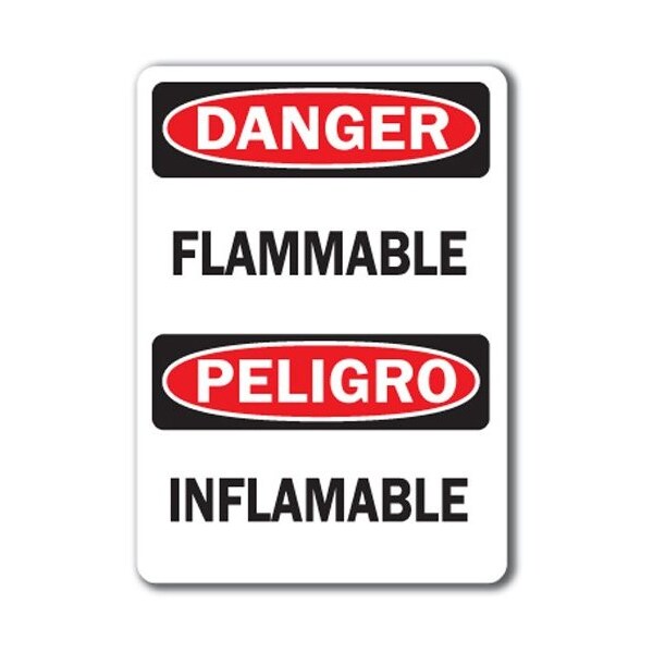 Signmission Safety Sign, 14 in Height, Plastic, Flammable (Bilingual) - DS-FLAMMABLE (BILINGUAL)