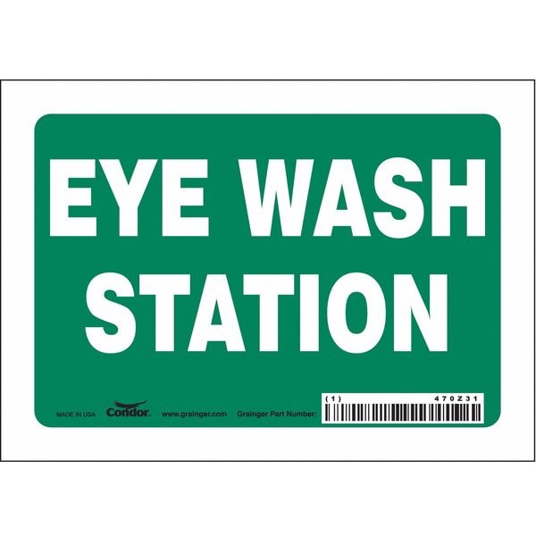 Condor Eye Wash Station, 7 in W x 5 in H, Horizontal Rectangle, Vinyl, 470Z31 - 470Z31