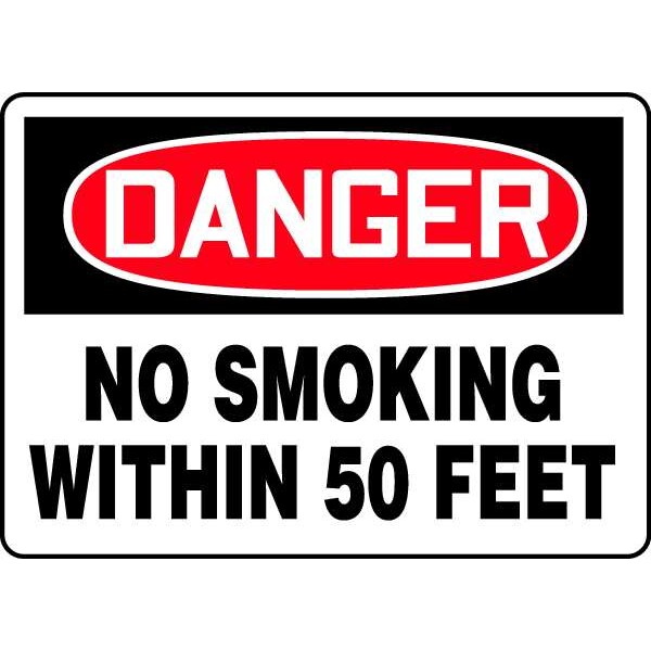 Accuform Danger No Smoking Sign, 7" H, 10" W, Vinyl, Rectangle, English, MSMK255VS - MSMK255VS