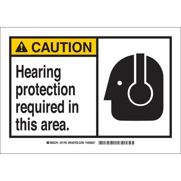 Brady Caution Sign, 10 in Height, 14 in Width, Fiberglass, Rectangle, English - 62807