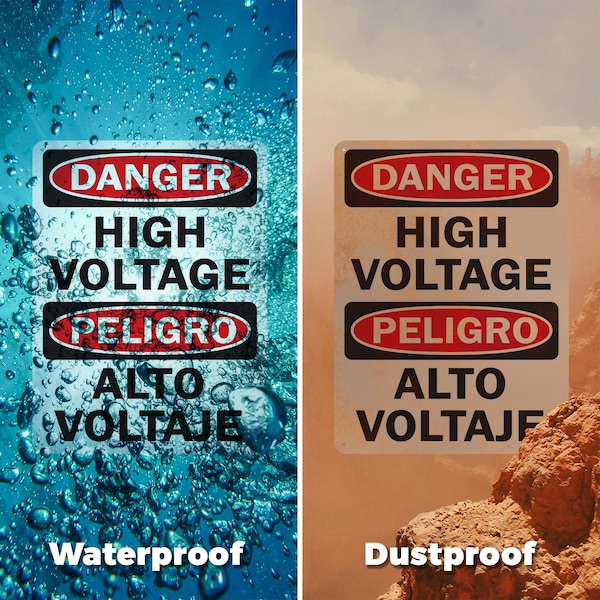 Signmission High Voltage Bilingual Danger Sign, Aluminum, 12in W x 18in L, 2PK - OS-2PACK-DS-A-1218-L-19389