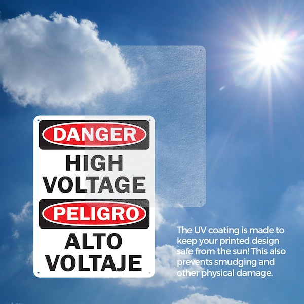 Signmission High Voltage Bilingual Danger Sign, Aluminum, 12in W x 18in L, 2PK - OS-2PACK-DS-A-1218-L-19389