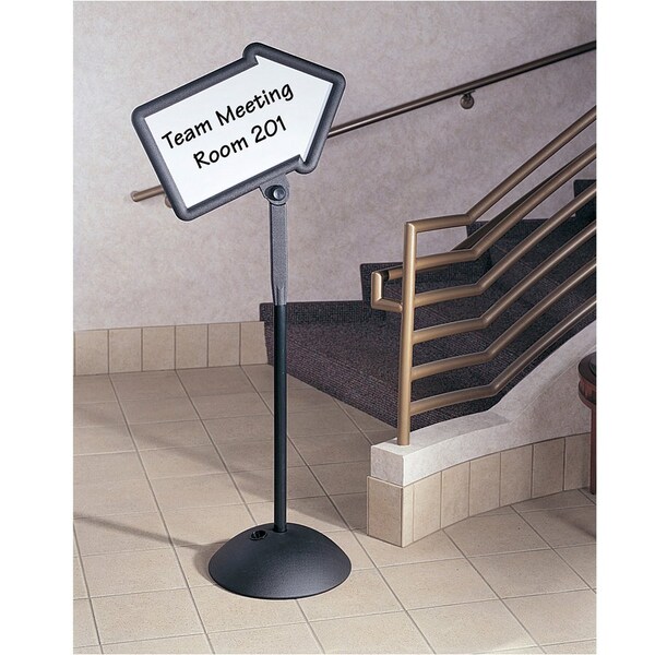 Safco Write Way Dual-sided Directional Sign, 18" W, 64.3" H, Steel - SAF4173BL