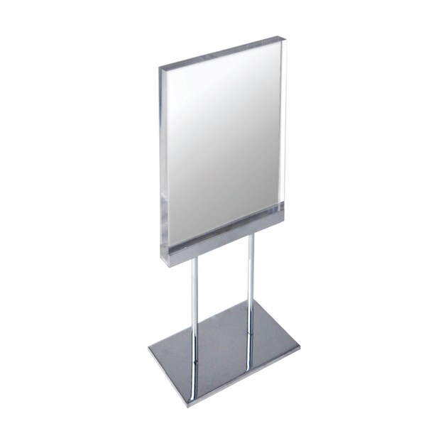 Azar Displays Acrylic Block Counter Sign Holder on Chrome Stand 8.5"W x 19" H - 104563