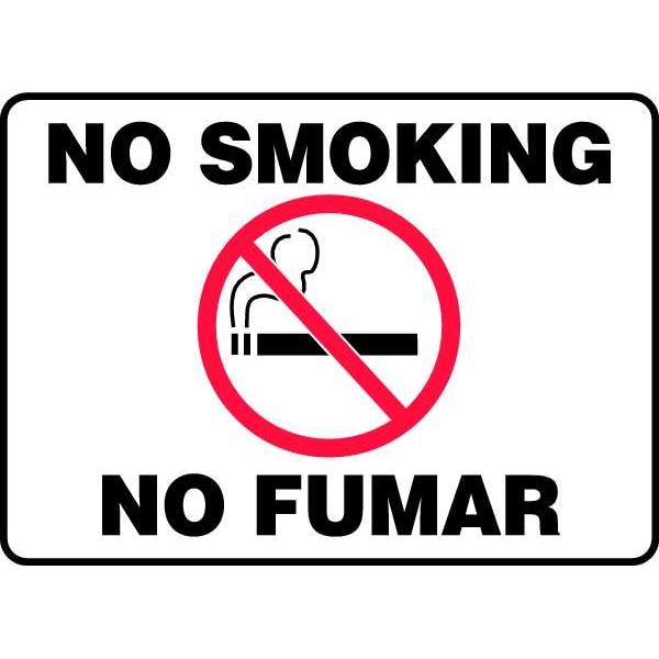 Accuform No Smoking Sign, 7" H, 10" W, Plastic, Rectangle, English, Spanish, SBMSMK427MVP - SBMSMK427MVP