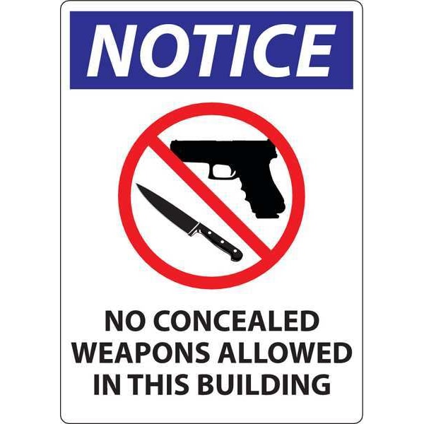 Zing Concealed Carry Sign, 14 in Height, 10 in Width, Aluminum, Rectangle, English - 2815A