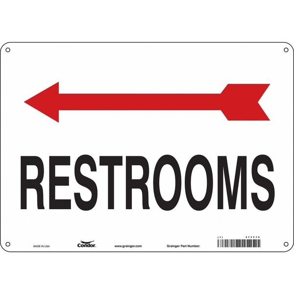 Condor RESTROOMS, 14 in W x 10 in H, Horizontal Rectangle, Polyethylene, 473Y75 - 473Y75