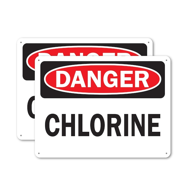 Signmission Chlorine Danger Sign, Aluminum, 14in W x 10in L, 2PK - OS-2PACK-DS-A-1014-L-19278
