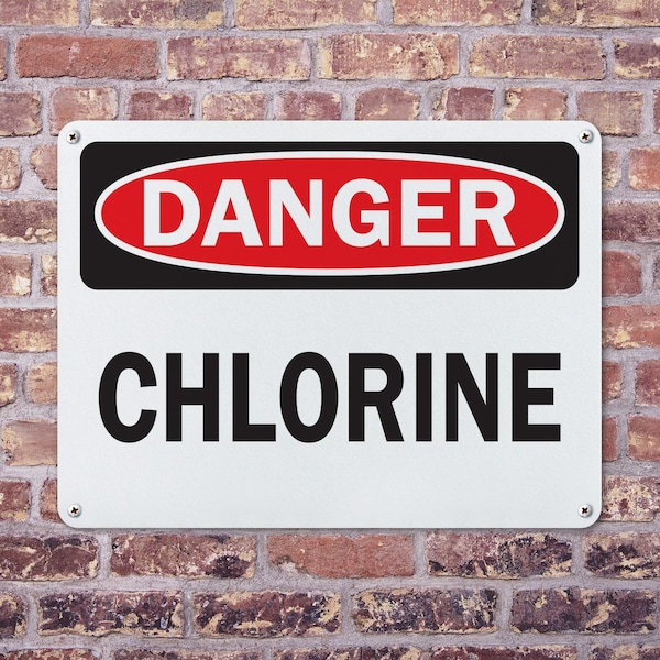 Signmission Chlorine Danger Sign, Aluminum, 14in W x 10in L, 2PK - OS-2PACK-DS-A-1014-L-19278