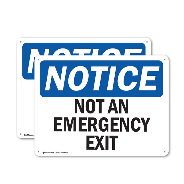Signmission Exit Sign, Aluminum, 14 in W, 10 in H, Not An Emergency Exit - OS-2PACK-NS-A-1014-L-15136