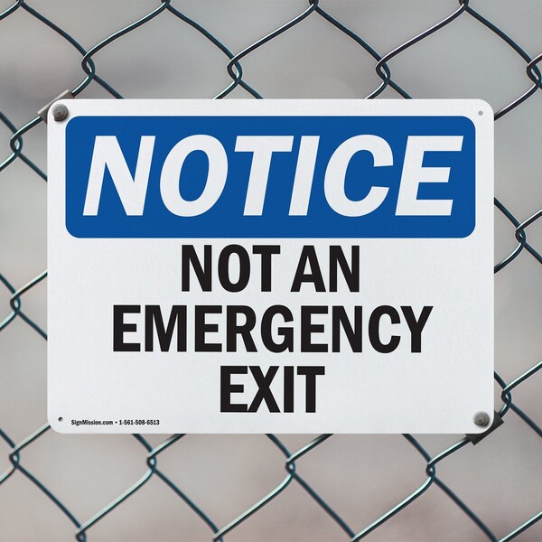 Signmission Exit Sign, Aluminum, 14 in W, 10 in H, Not An Emergency Exit - OS-2PACK-NS-A-1014-L-15136