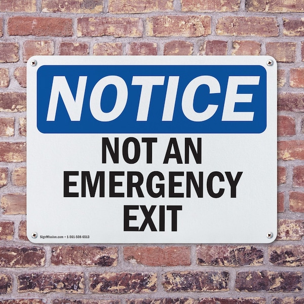 Signmission Exit Sign, Aluminum, 14 in W, 10 in H, Not An Emergency Exit - OS-2PACK-NS-A-1014-L-15136