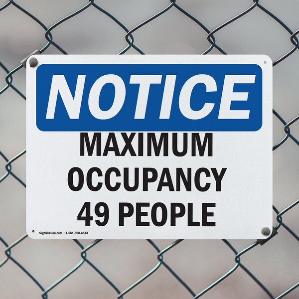 Signmission Maximum Occupancy 49 People, 14 in W x Rectangle, Plastic - OS-2PACK-NS-P-1014-L-15946