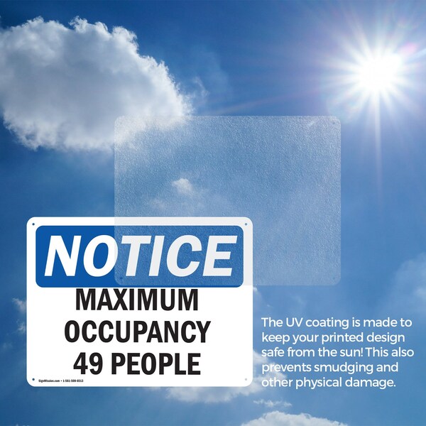 Signmission Maximum Occupancy 49 People, 14 in W x Rectangle, Plastic - OS-2PACK-NS-P-1014-L-15946