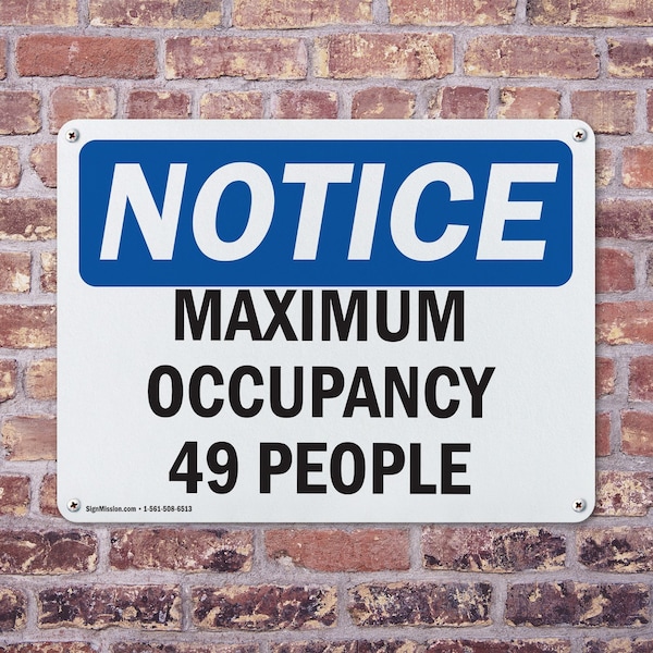 Signmission Maximum Occupancy 49 People, 14 in W x Rectangle, Plastic - OS-2PACK-NS-P-1014-L-15946