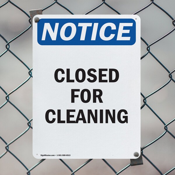 Signmission Closed For Cleaning, 7 in W x Rectangle, Aluminum - OS-2PACK-NS-A-710-V-10674