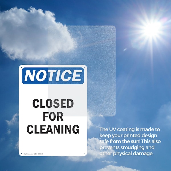 Signmission Closed For Cleaning, 7 in W x Rectangle, Aluminum - OS-2PACK-NS-A-710-V-10674