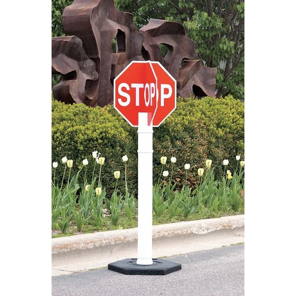 Cortina Safety Products Stop Sign, 11" W, 56" H, Plastic, Red - 03-747QD