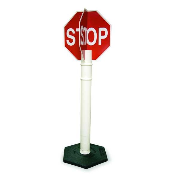 Cortina Safety Products Stop Sign, 11" W, 56" H, Plastic, Red - 03-747QD
