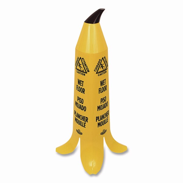 Impact Products Banana Cone Wet Floor Cone, CAUTION WET FLOOR, Trilingual, English/Spanish/French, 3 ft., Yellow - B1101