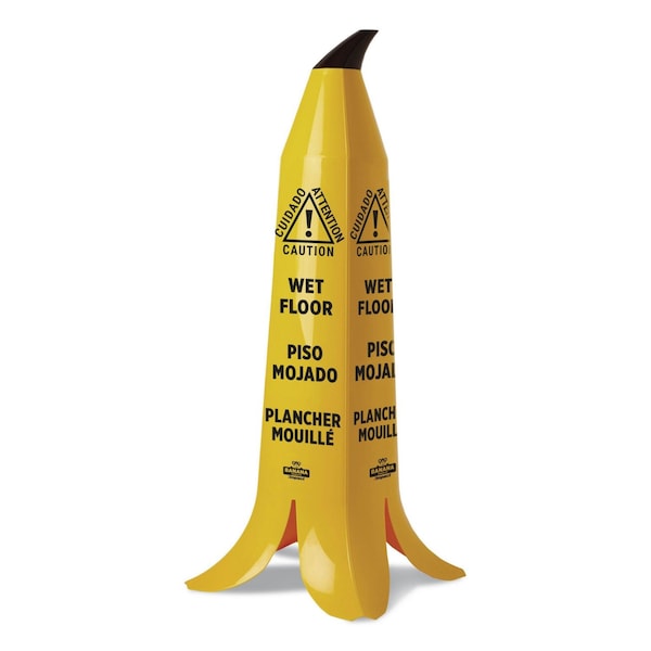 Impact Products Banana Cone Wet Floor Cone, CAUTION WET FLOOR, Trilingual, English/Spanish/French, 3 ft., Yellow - B1101