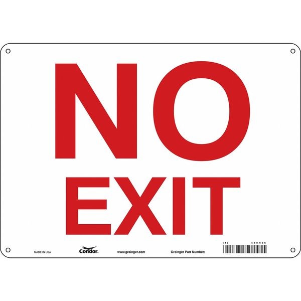 Condor Exit Sign, Plastic, 14" W, 10" H, No Exit, White - 480H36