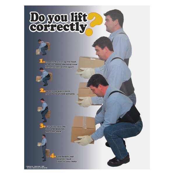 Safetyposter.Com Safety Poster, Do You Lift Correctly, 22 in H x, 17 in W, Paper - SW0183