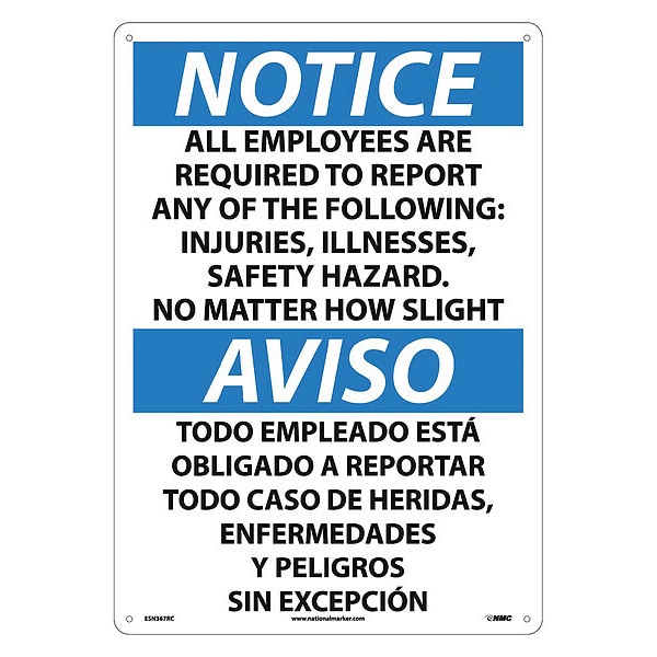 Nmc Notice All Employees Are Required To Report Sign - Bilingual, ESN367RC - ESN367RC