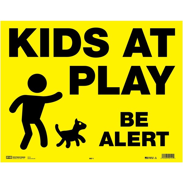 Hy-Ko Kids At Play Be Alert Sign 14.5" x 18.25", 3PK - A00144