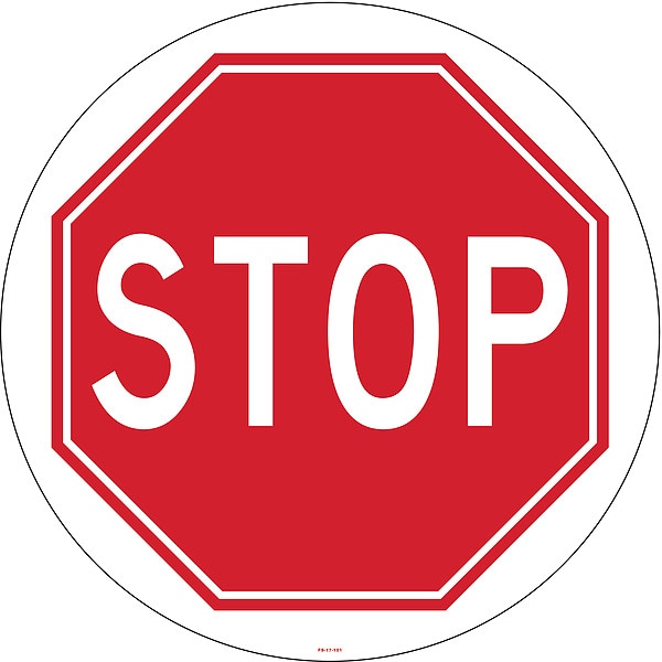 Stranco Floor Sign, 17 in H, 17 in W, Vinyl, Circle, English, FS-17-101 - FS-17-101
