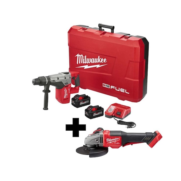 Milwaukee Tool M18 Hammer Drill Kit, M18 Braking Grinder - 2717-22HD, 2980-20