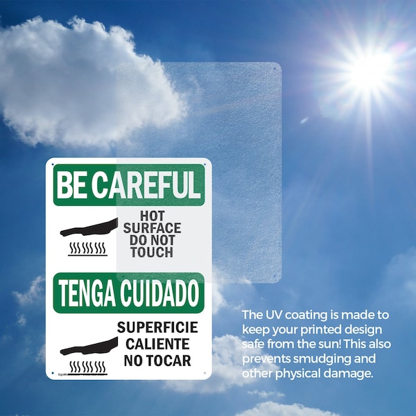 Signmission Hot Surface Sign, 10 in H x 7 in W, Aluminum, Hot Surface Do Not Touch Bilingual - OS-2PACK-BC-A-710-L-10029