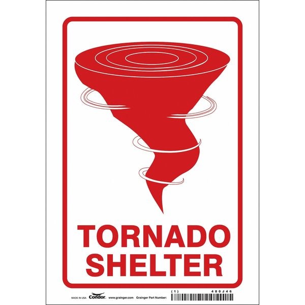 Condor TORNADO SHELTER, 7 in W x 10 in H, Horizontal Rectangle, Vinyl, 480J46 - 480J46
