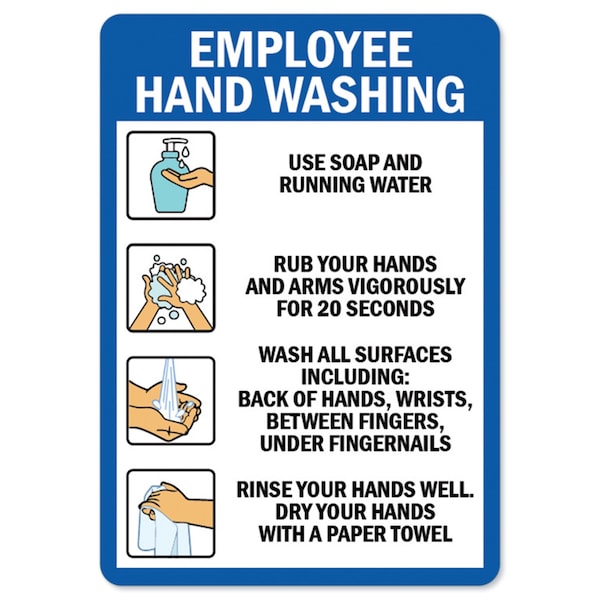 Signmission OSHA Notice Sign, Employee Hand Washing, 10in X 7in Aluminum, 7" W, 10" L, Employee Hand Washing - OS-NS-A-710-25572