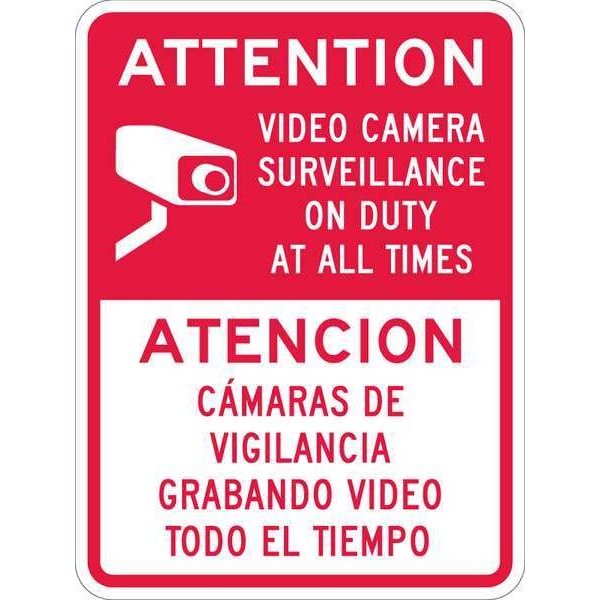 Lyle Attention, Video Camera Surveillance on Duty at All Times, 24 in x 18 in, Aluminum, T1-1078-EG_18x24 - T1-1078-EG_18X24