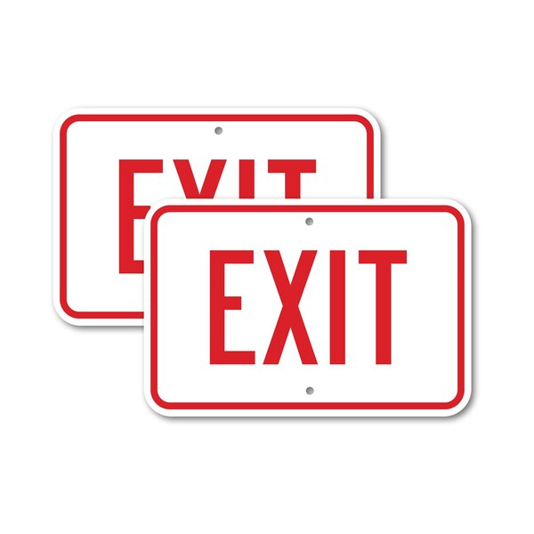 Signmission Exit Sign, Heavy Gauge Aluminum, 24 in W, 18 in H - A-1824-2PACK-24030
