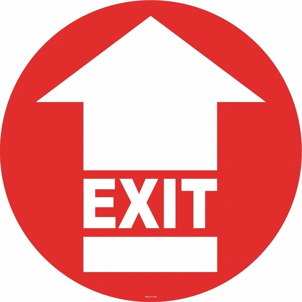 Stranco Anti-Slip Floor Sign, 17 in H, 17 in W, Vinyl, Circle, English, FS-17-118 - FS-17-118