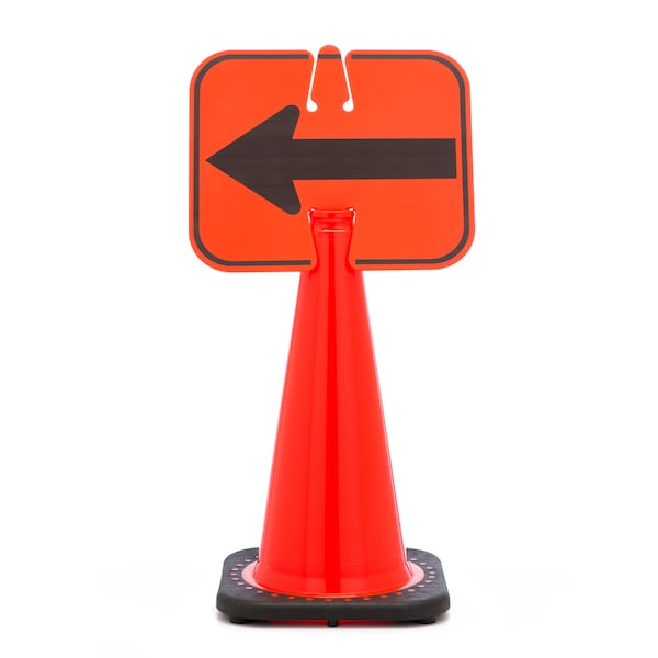 Mutual Industries Cone Sign, Left Arrow, PK2, 8 Inch Height, .5 inch Width - M17729-0-6