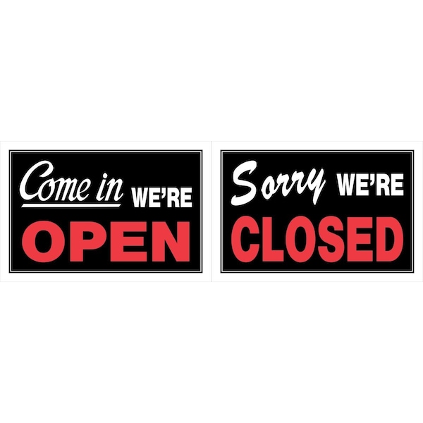 Hillman 8 x 12 in Red  Black Plastic Yes Were Open  Sorry Were Closed sign 6 Piece - 839916
