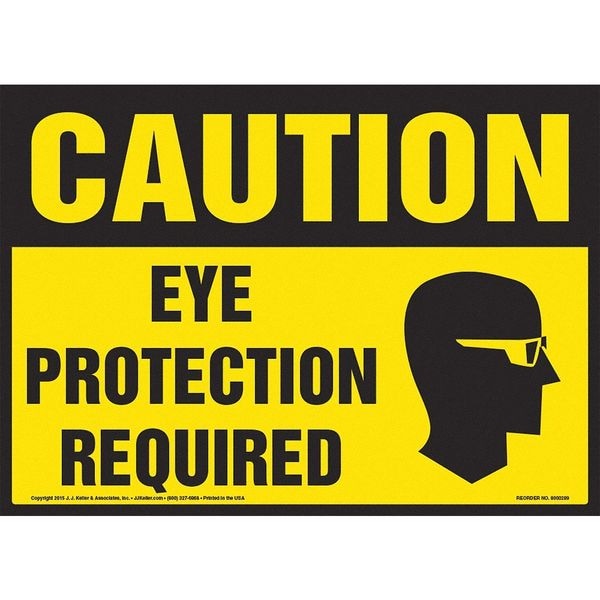 Jj Keller Eye Protection Required, OSHA Sign - 8001246