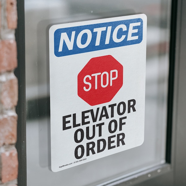 Signmission Elevator Out Of Order Sign With Symbol, 10 in W x Rectangle, Vinyl Decal - OS-2PACK-NS-D-1014-V-11737
