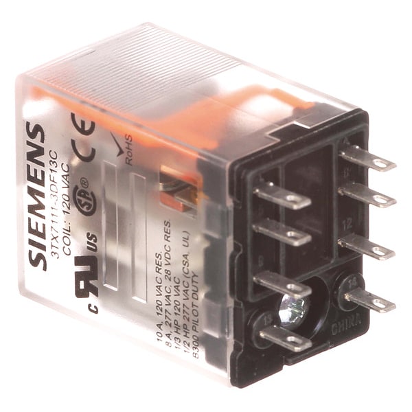 Relevador enchufable Siemens, 120V AC en la bobina de voltaje, cuadrado, 8 pines, DPDT - 3TX7111-3DF13C