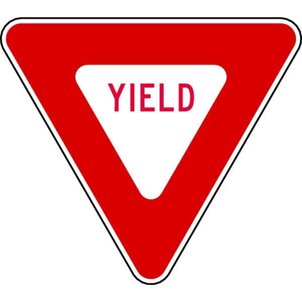 Lyle Yield Traffic Sign, 12 in Height, 12 in Width, Aluminum, Triangle, English - R1-2-12HA