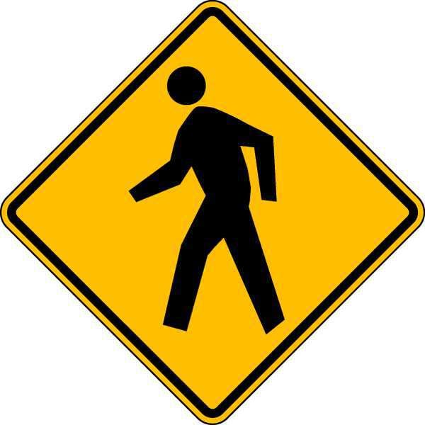 Lyle Pedestrian Crossing Pictogram Traffic Sign, 30 in H, 30 in W, Aluminum, Diamond, W11-2-30HA - W11-2-30HA