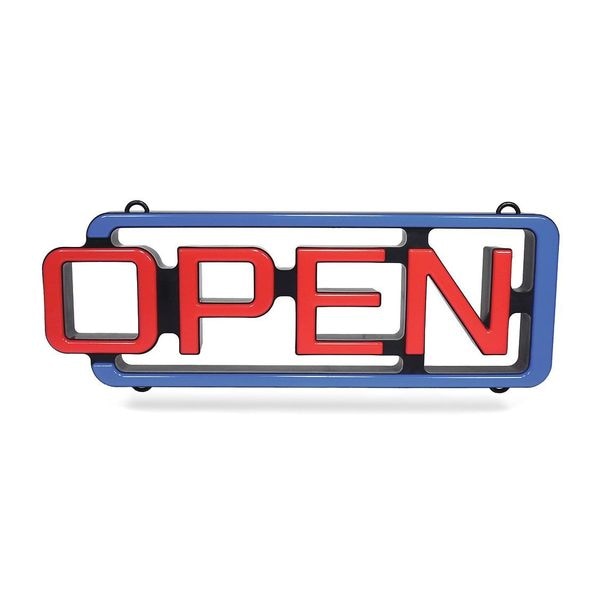 Cm Global LED Open Sign, Red/Blue, 2 13/64 in W, 7 51/64 in H - AC-01-RC